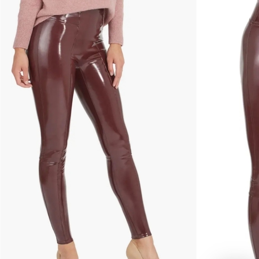 SPANX Shiny Maroon Leggings - Ruby